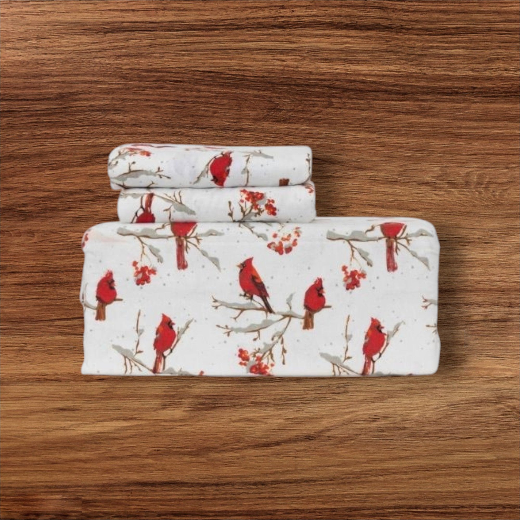 Chirping Cardinals Flannel Sheet Set 03 pieces