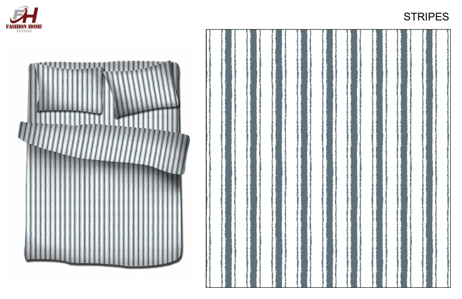 Tonal Stripe Flannel Sheet Set 03 pieces