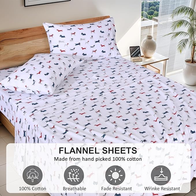 Holiday Dogs Flannel Sheet Set 03 Pieces