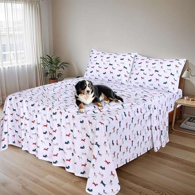 Holiday Dogs Flannel Sheet Set 03 Pieces