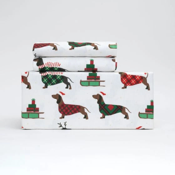 Holiday Dogs Flannel Sheet Set 03 Pieces